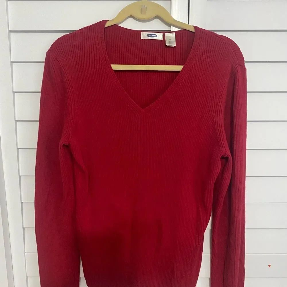 Red V-Neck Sweater